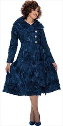 Dorinda Clark Cole 309061 - Navy - Soutache Dress with Sash Belt